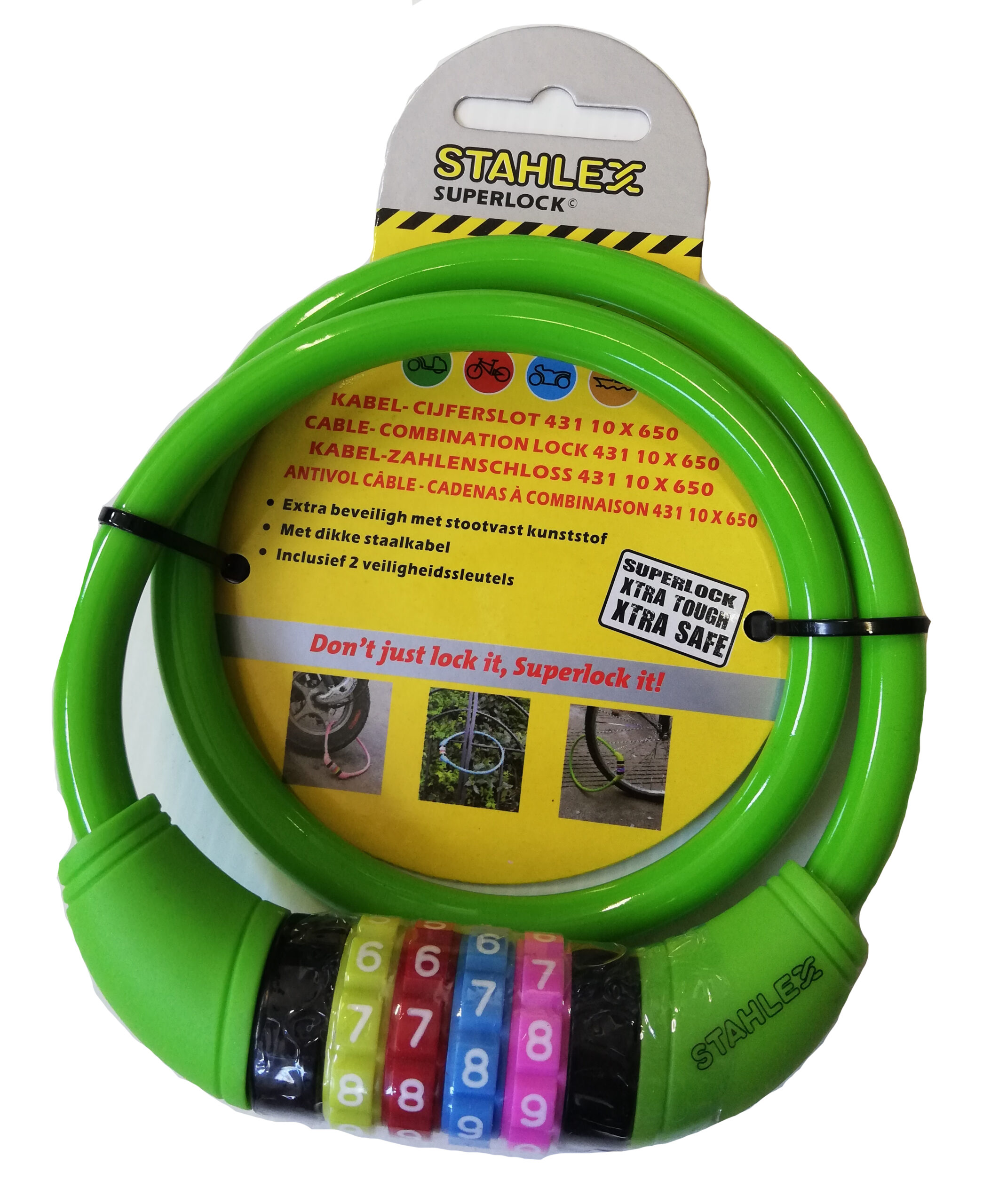 cavo spiralato con lucchetto per la bicicletta dei bambini colorato Nean 10 x 650 mm serratura a combinazione numerica 