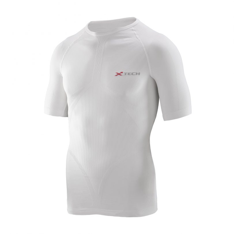 Maglia moto, bici e running tecnica sportiva a maniche corte XTECH ENERGY bianca