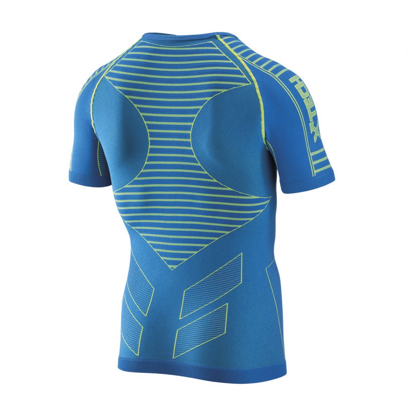 Maglia moto, bici e running tecnica sportiva antivento a maniche corte XTECH MATRIX blu e verde - immagine 2