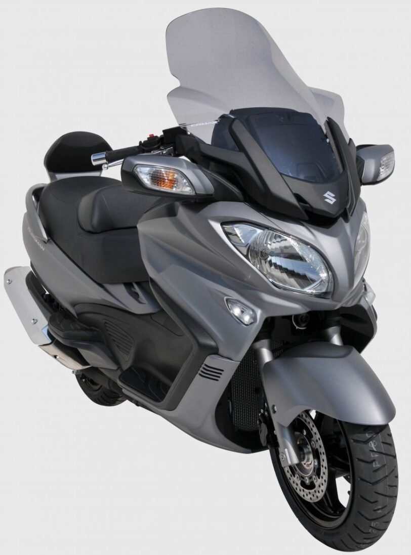 Parabrezza cupolino Suzuki Burgman Executive 2013 2014 2015 2016 2017 2018 2019 2020 2021   protezione maggiorata +22 cm prodotto da Ermax colore trasparente - immagine 2