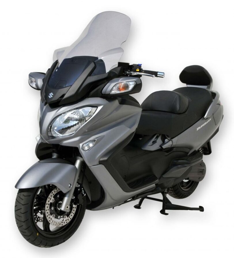 Parabrezza cupolino Suzuki Burgman Executive 2013 2014 2015 2016 2017 2018 2019 2020 2021   protezione maggiorata +22 cm prodotto da Ermax colore trasparente - immagine 3