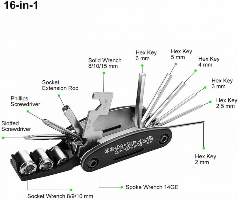 Set chiavi bici kit manutenzione e riparazione bici in acciaio - immagine 3