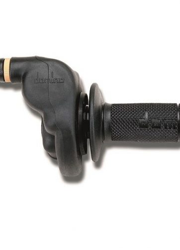 domino comando gas cross mxhr cross 2t - completo di coprigas e manopola nera materiale: alluminio finitura supporto: verniciato nero tipo cavo: mono cavo rapidit: 1,9 mm corsa max: 50 mm
