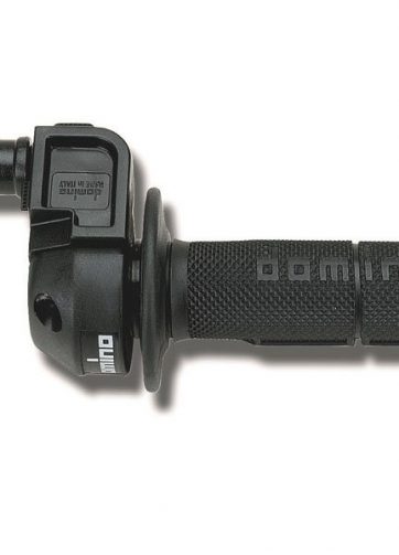 domino comando gas off road crossenduro con manopola nera in alluminio nero. mono cavo rapidit: 3,6 mm corsa max: 74 mm