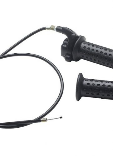 domino comando gas off road crossenduro in alluminio nero con manopola .mono cavo incluso di filo gas