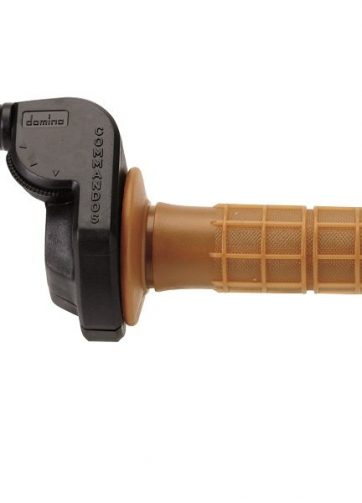 domino comando gas vintage in alluminio con manopola marrone
