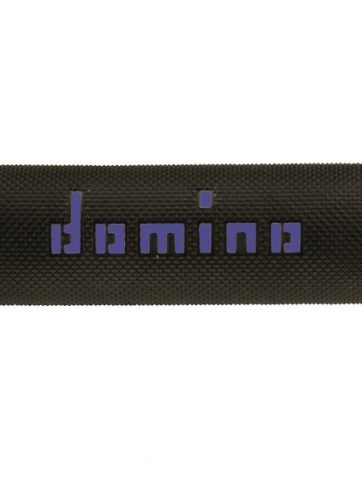 domino coppia manopole bicolore nero / blu per moto stradali  /  racing in gomma termoplastica lunghezza: 120 mm e 125 mm