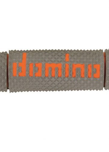 domino coppia manopole in gomma bicolore grigio / arancio dsh (domino soft hand) per moto off road cross / enduro  lunghezza: 120 mm accessori: 97.5595.04-00