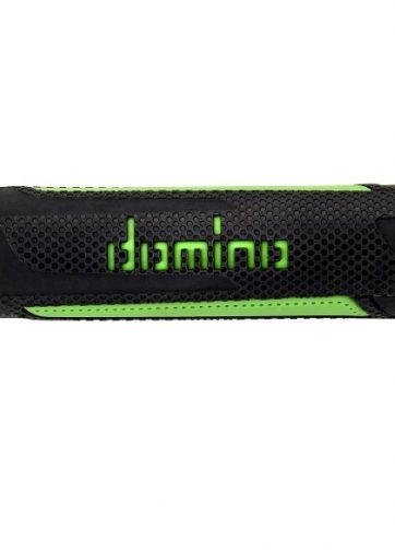 domino coppia manopole modello turismo in gomma bicolore antracite / verde per moto stradali / scooter lunhezza: 120 mm