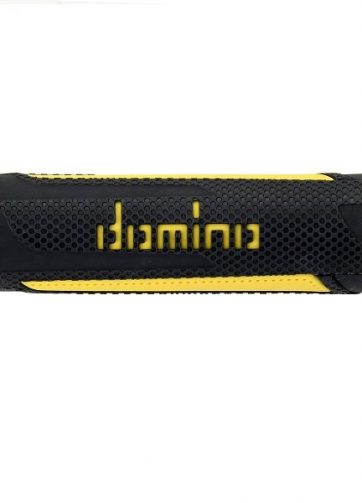 domino coppia manopole modello turismo in gomma bicolore antracite / giallo per moto stradali / scooter lunhezza: 120 mm