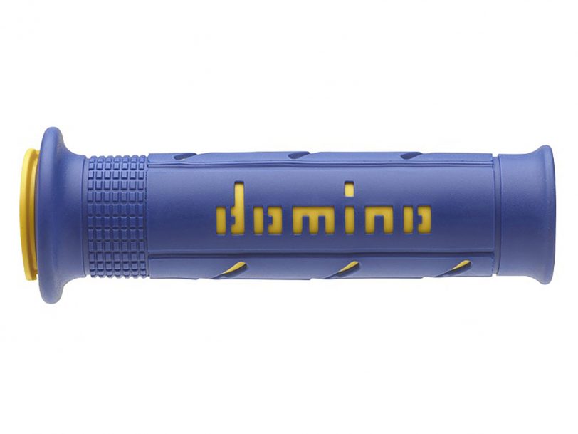 manopole domino blu/gialle in gomma termoplastica bicomponente con finitura liscia soft a25041c4748b7-0 diametro 22 mm - immagine 2