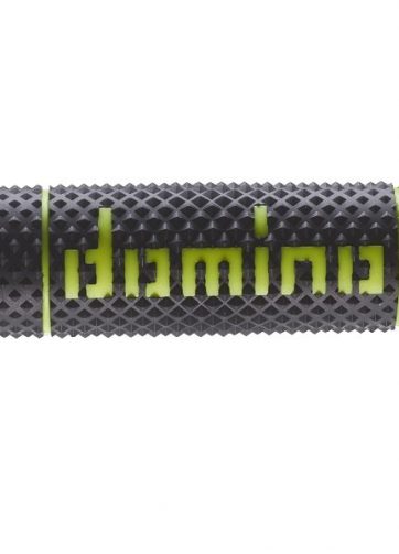 domino coppia manopole in gomma bicolore nero / giallo fluo dsh (domino soft hand) per moto off road cross / enduro  lunghezza: 120 mm accessori: 97.5595.04-00