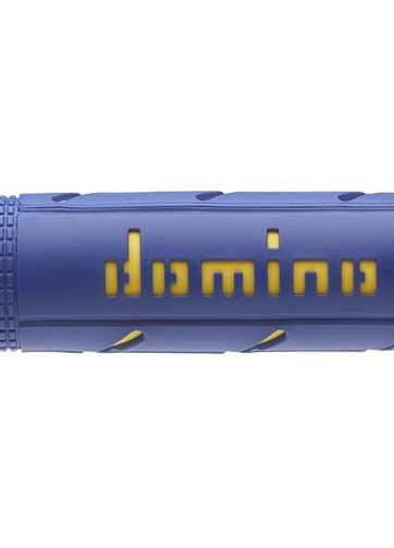 manopole domino blu/gialle in gomma termoplastica bicomponente con finitura liscia soft a25041c4748b7-0 diametro 22 mm