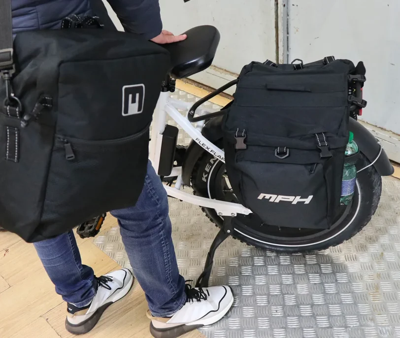 Trio kit 3 borse bici ebike da portapacchi Nero E-MOTION - immagine 3