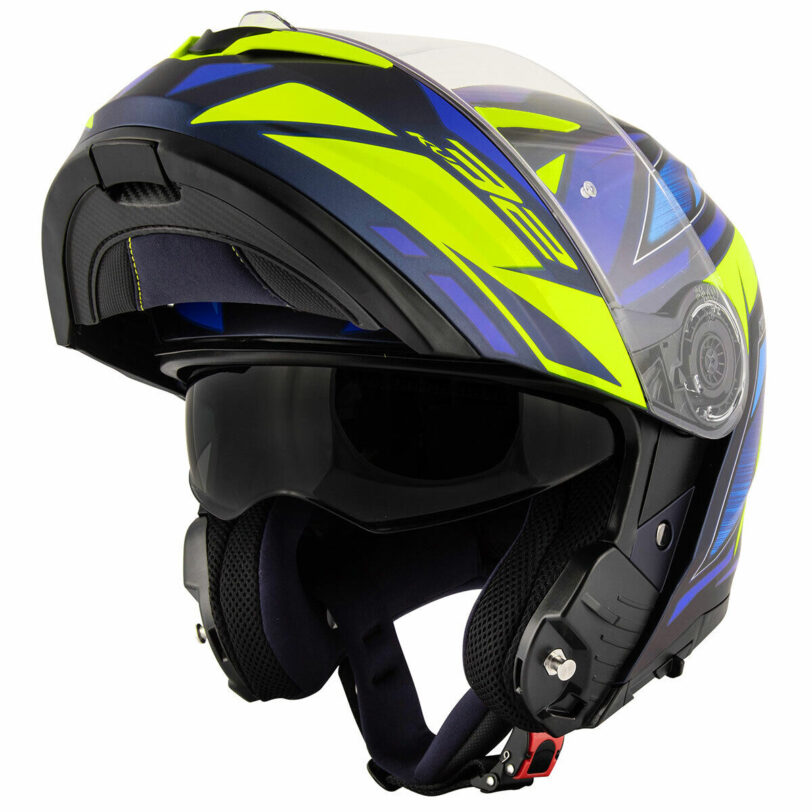 Casco Moto Modulare Kappa Flipup Blu Giallo Kv32F - immagine 2